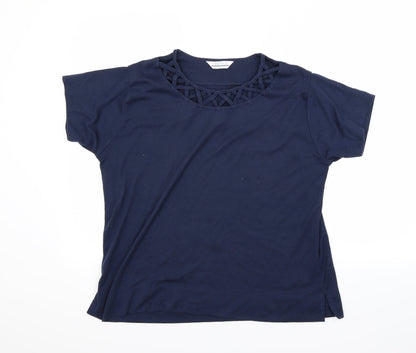 Additional front view of Instyle women’s blue basic t-shirt, size M