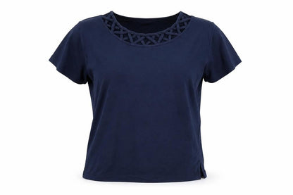Front view of Instyle women’s blue basic t-shirt, size M