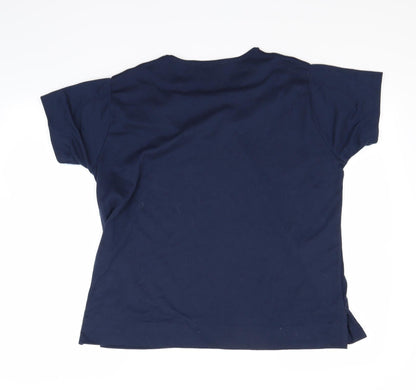 Back view of Instyle women’s blue basic t-shirt, size M