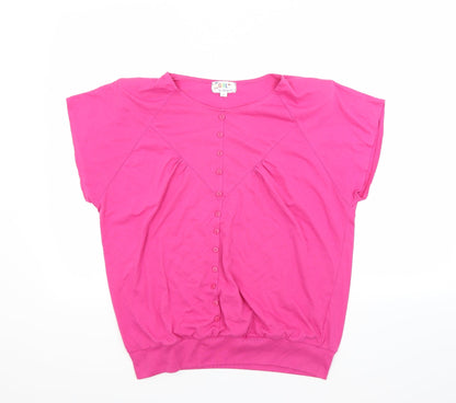 Additional front view of Preworn women’s red basic t-shirt, size M