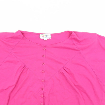 Close-up detail of Preworn women’s red basic t-shirt, size M