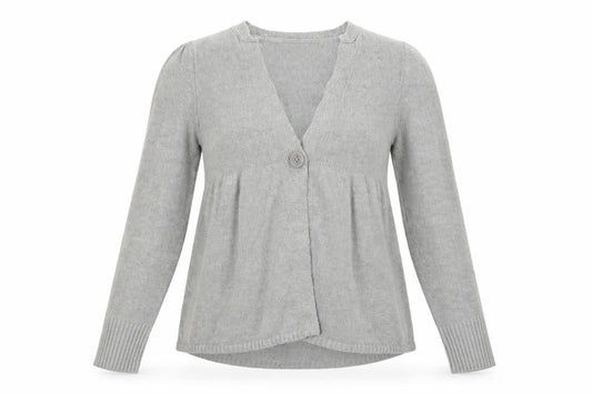 Front view of To the Max women’s grey cardigan jumper, size M
