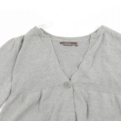 Close-up detail of To the Max women’s grey cardigan jumper, size M