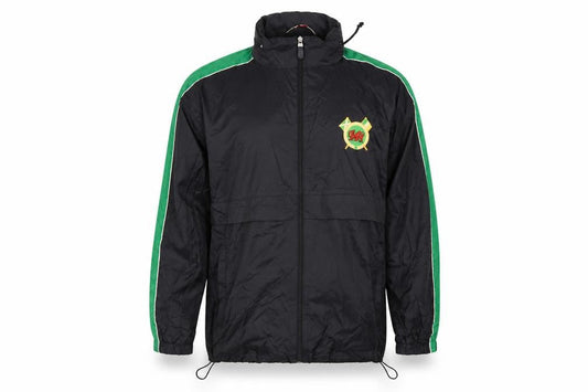 Front view of Game Gear men’s black windbreaker coat, size S