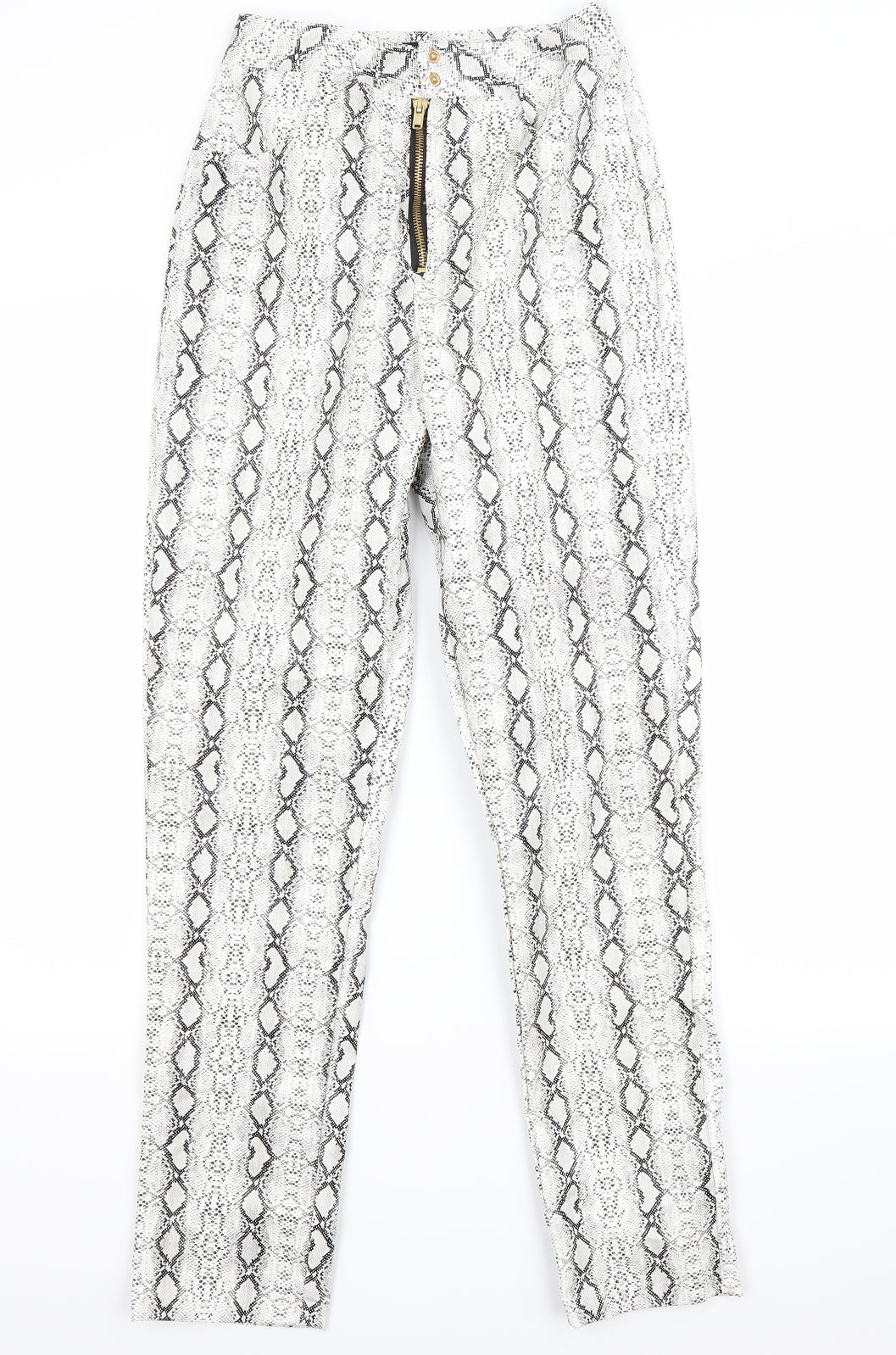 PRETTYLITTLETHING Womens White Animal Print  Trousers  Size 6 L27 in