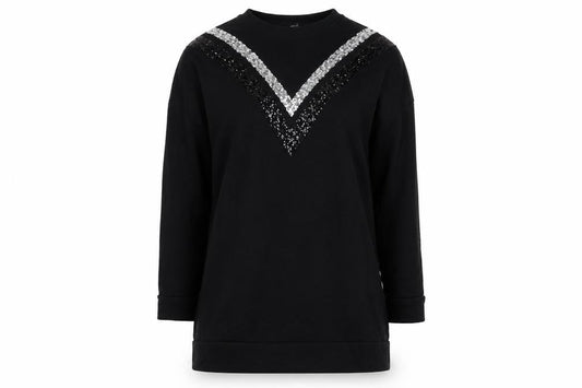 Defacto Womens Black Striped Jersey Pullover Sweatshirt Size XS  - Sequin oversized