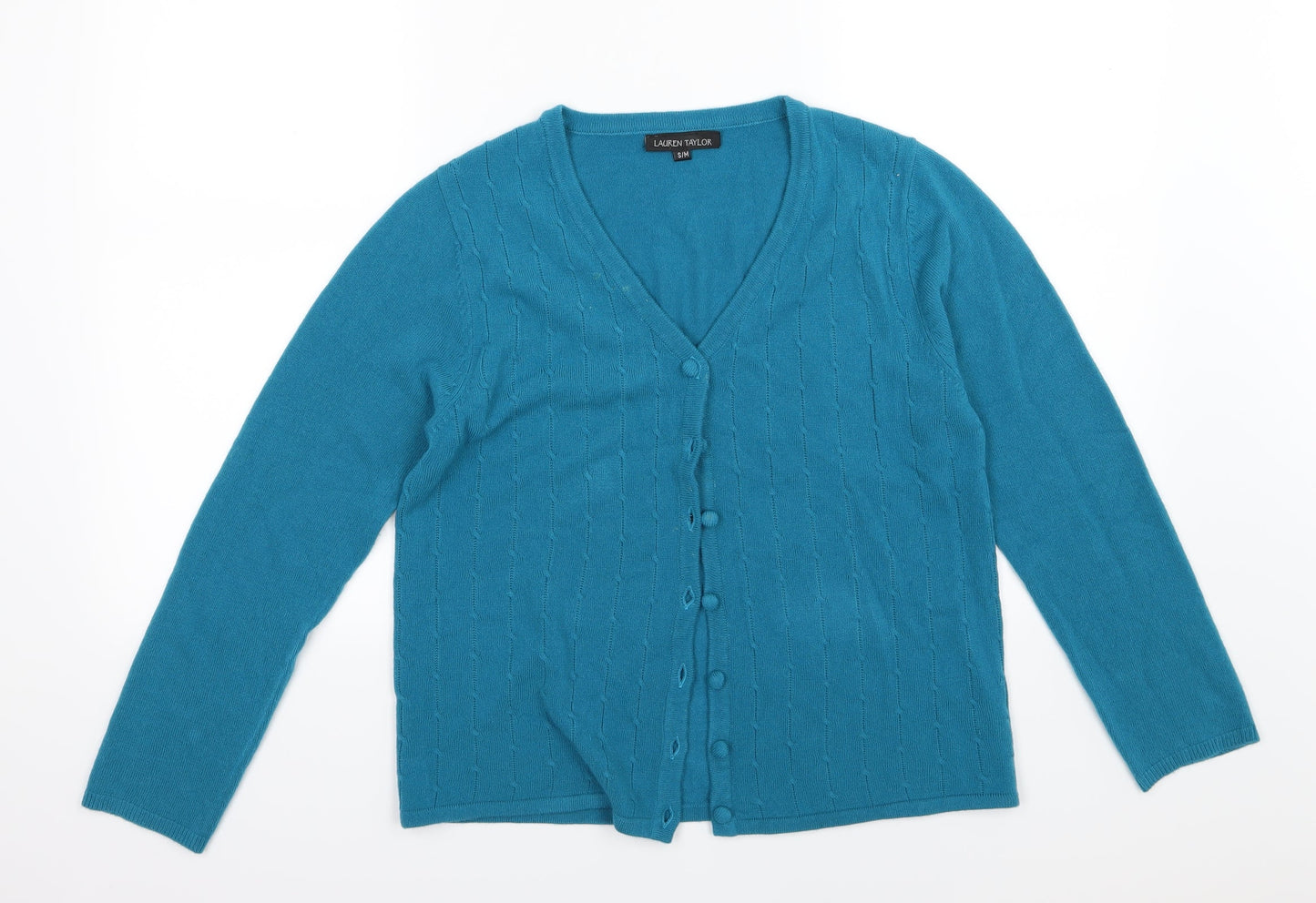 Lauren Taylor Womens Blue  Knit Cardigan Jumper Size S