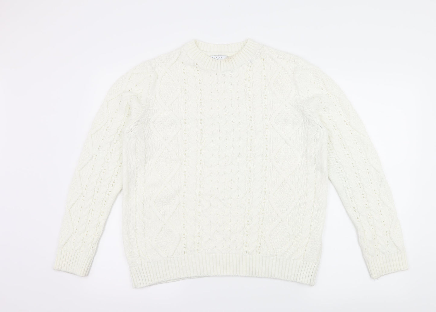 Papaya Womens White  Knit Pullover Jumper Size M
