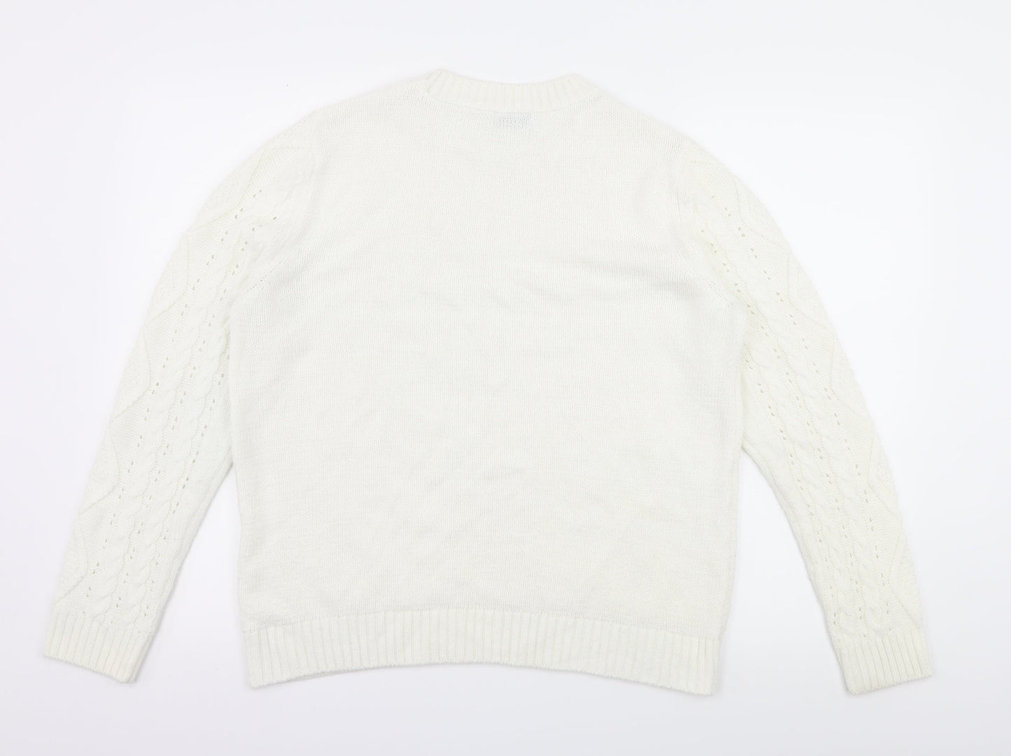 Papaya Womens White  Knit Pullover Jumper Size M
