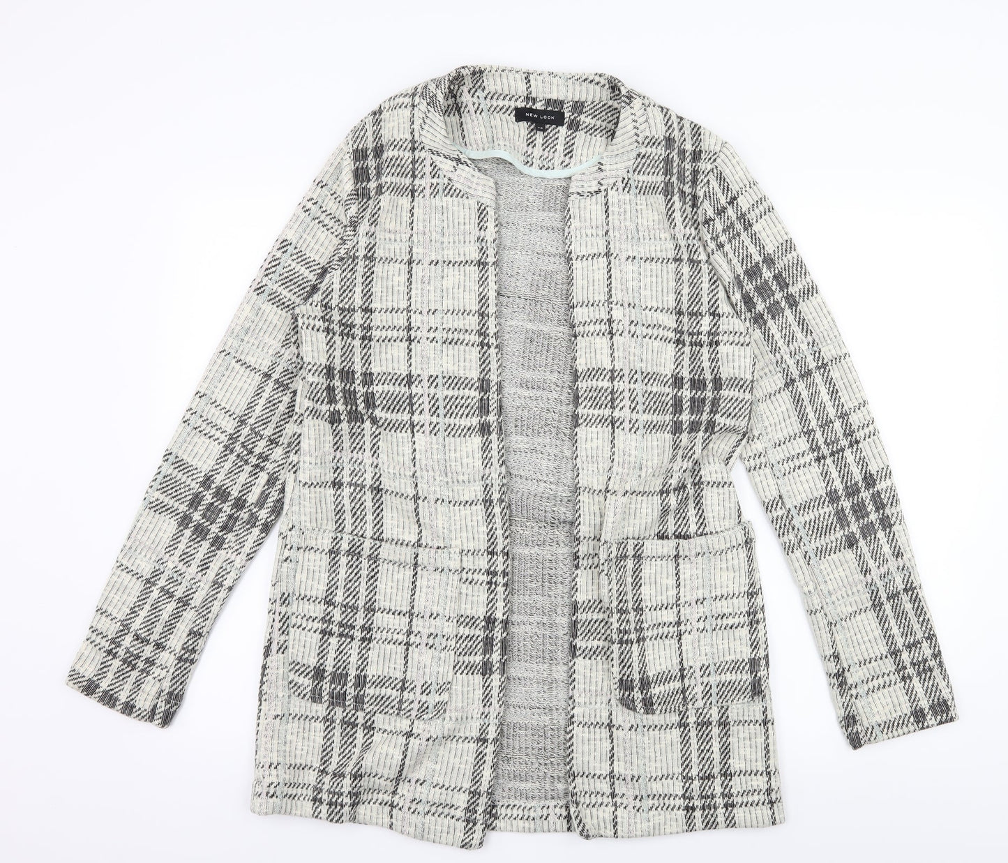 New Look Womens Ivory Plaid Jersey Jacket  Size 12