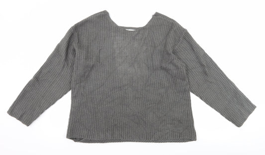 H&M Womens Grey  Knit Pullover Jumper Size L