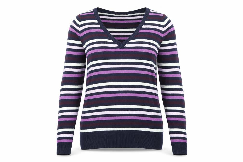 Marks & Spencer Womens Purple Striped Knit Pullover Jumper Size 12