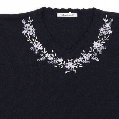 Close-up detail of Berkertex women’s blue jumper, size UK 14