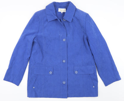 Additional front view of EWM women’s blue jacket, size UK 14