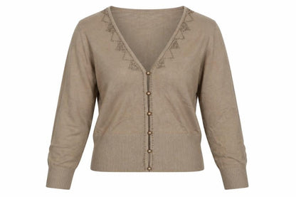 Front view of Text women’s beige jumper, size M