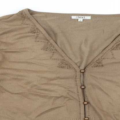 Close-up detail of Text women’s beige jumper, size M