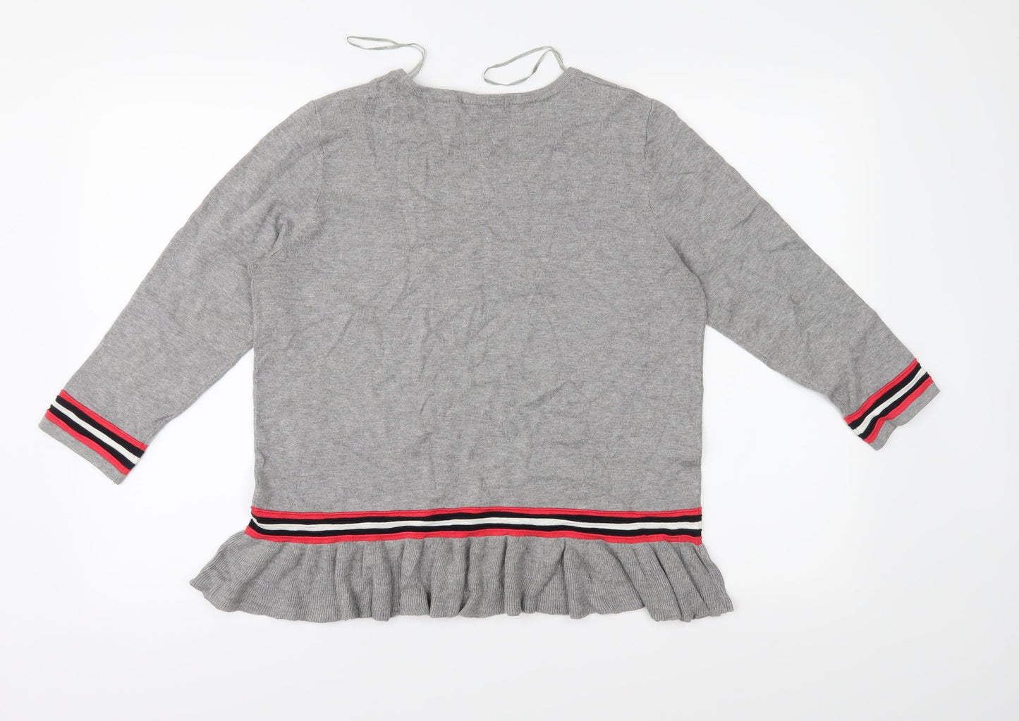 TU Womens Grey Striped Knit Pullover Jumper Size 14