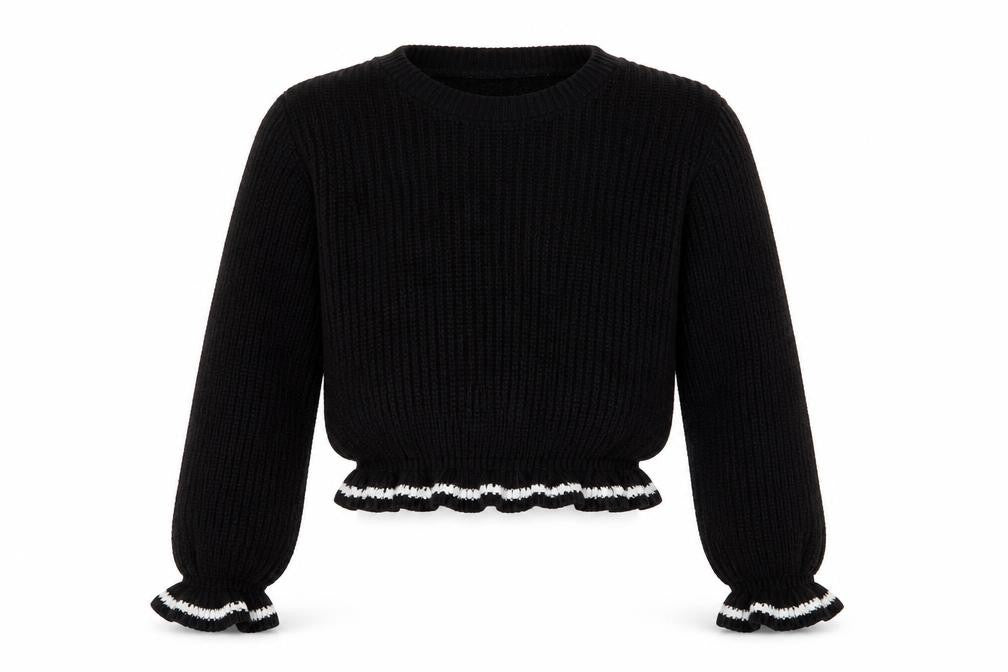 Select Girls Black  Knit Pullover Jumper Size 12-13 Years