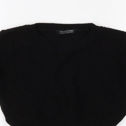 Close-up detail of Select girls’ black knit jumper, size 12-13, years