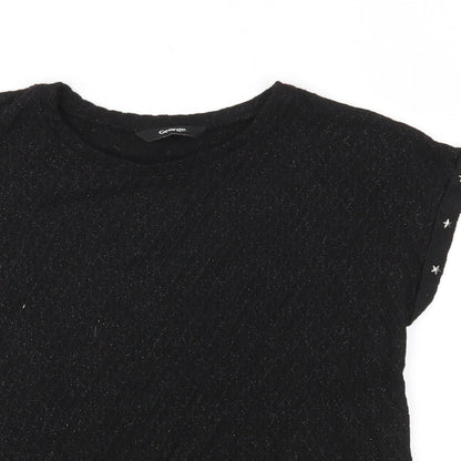 Close-up detail of George girls’ black knit jumper, size 8-9, years