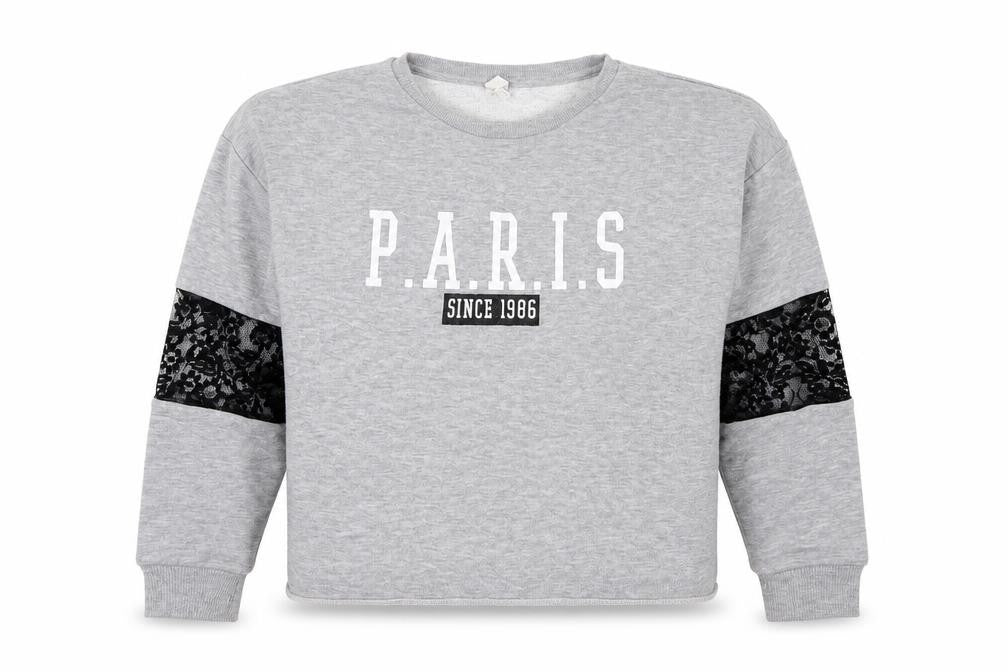 Candy Couture Girls Grey  Jersey Pullover Sweatshirt Size 10 Years