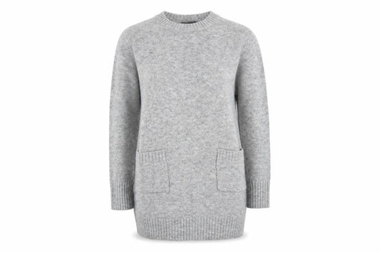Front view of Primark women’s grey knit jumper, size S