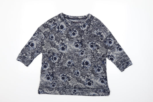 Marks and Spencer Womens Blue Floral  Pullover Jumper Size 14
