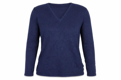 Front view of Yessica women’s blue knit jumper, size UK 10