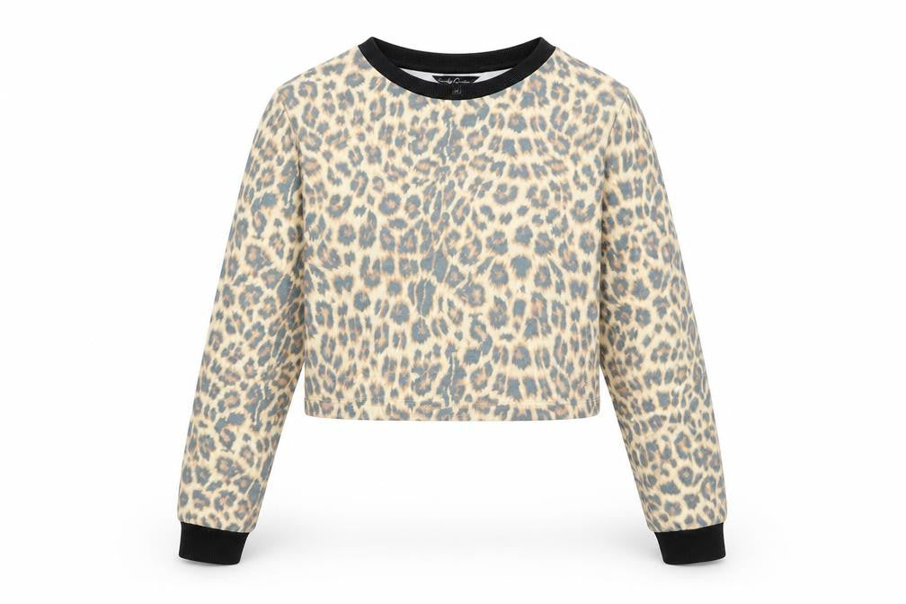 Candy Couture Girls Beige Animal Print  Pullover Sweatshirt Size 12 Years