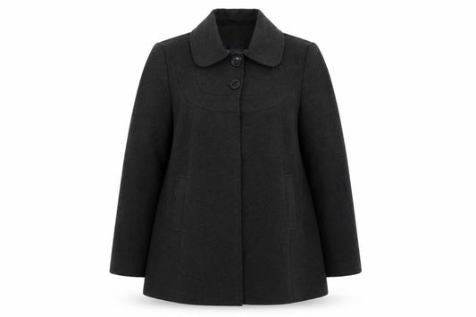 Front view of F&F women’s grey overcoat coat, size UK 16