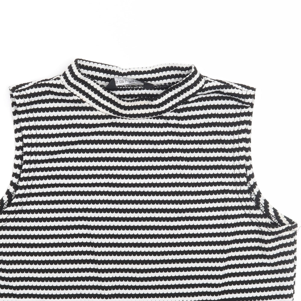 Select Womens Black Striped  Basic Blouse Size 10