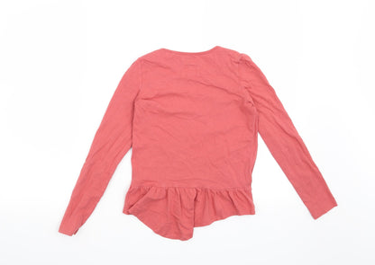 Back view of Tu girls’ orange floral basic t-shirt, size 9, years