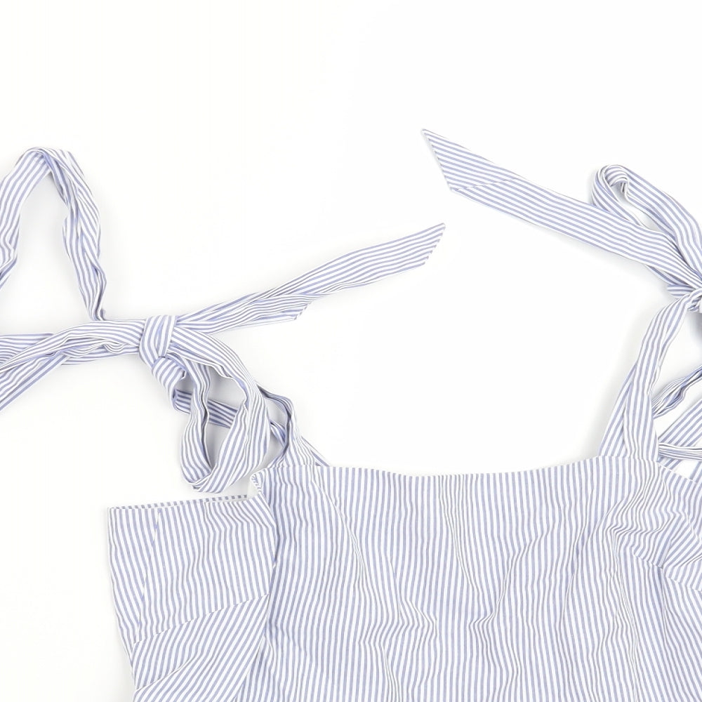 H&M Womens Blue Striped  Basic Blouse Size 8