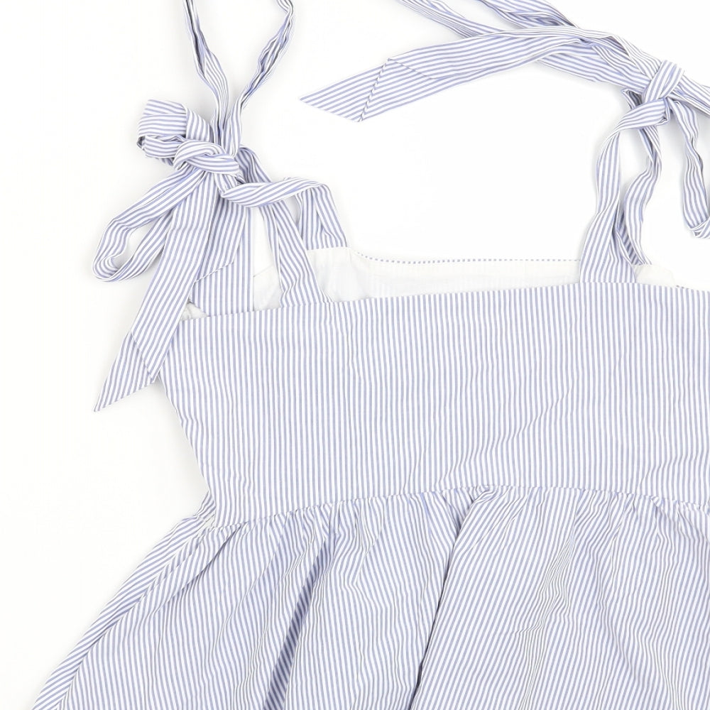 H&M Womens Blue Striped  Basic Blouse Size 8