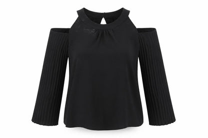 Front view of Preworn women’s black basic blouse, size M