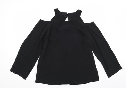 Back view of Preworn women’s black basic blouse, size M
