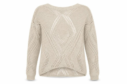 Front view of Leonard women’s beige jumper, size M