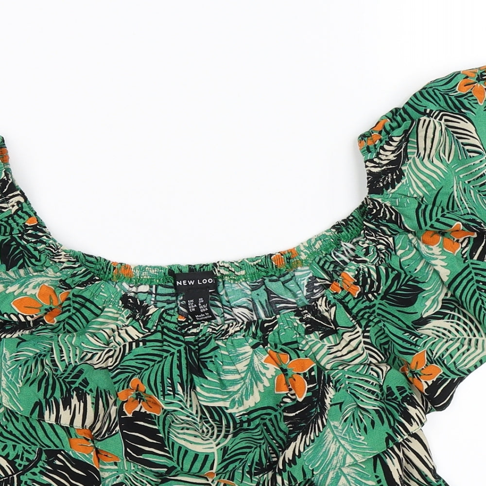 New Look Womens Green Floral  Basic Tank Size 10
