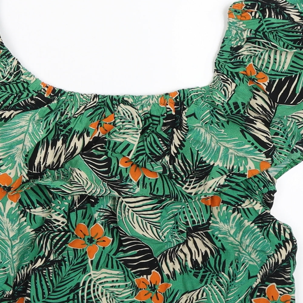 New Look Womens Green Floral  Basic Tank Size 10