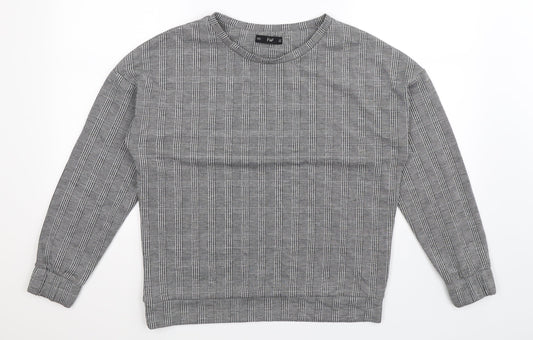 F&F Womens Grey Houndstooth  Pullover Sweatshirt Size 10