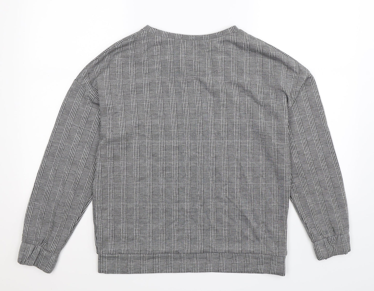 F&F Womens Grey Houndstooth  Pullover Sweatshirt Size 10