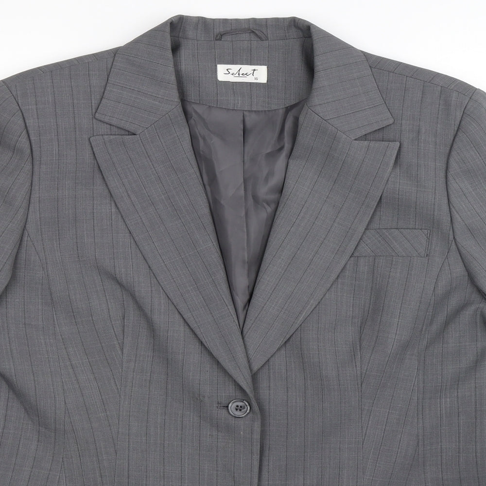 Select Womens Grey Striped  Jacket Suit Jacket Size 16