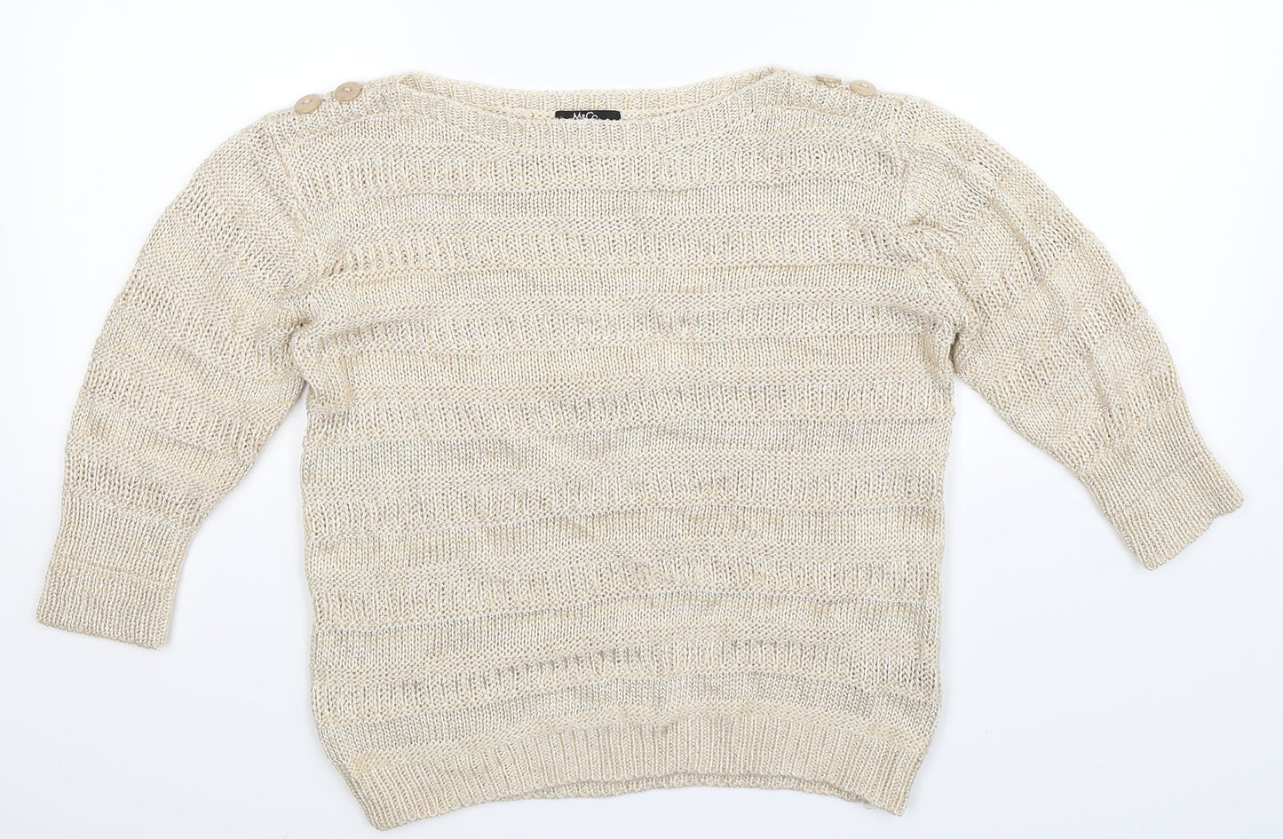 M&Co Womens Beige  Knit Pullover Jumper Size M