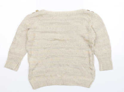 Back view of M&Co women’s beige knit jumper, size M