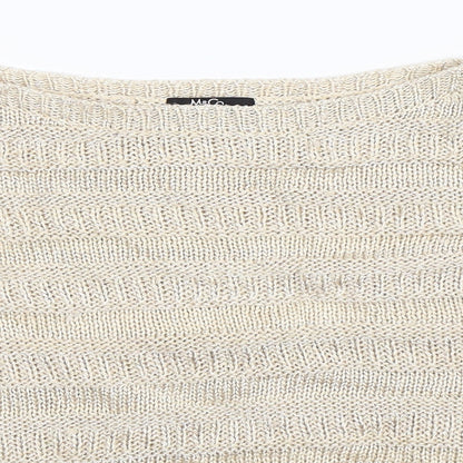 Close-up detail of M&Co women’s beige knit jumper, size M