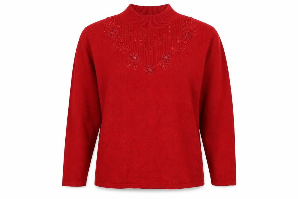 Bonmarché Womens Red Knit Pullover Jumper Size XL