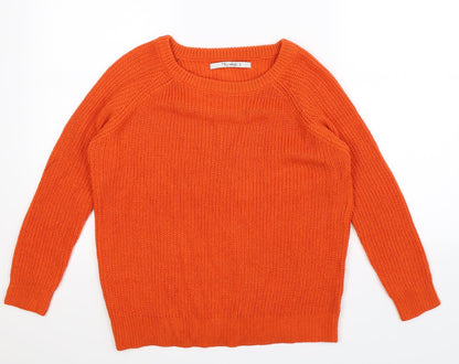 Additional front view of Tru Collection women’s orange knit jumper, size S