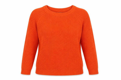 Front view of Tru Collection women’s orange knit jumper, size S