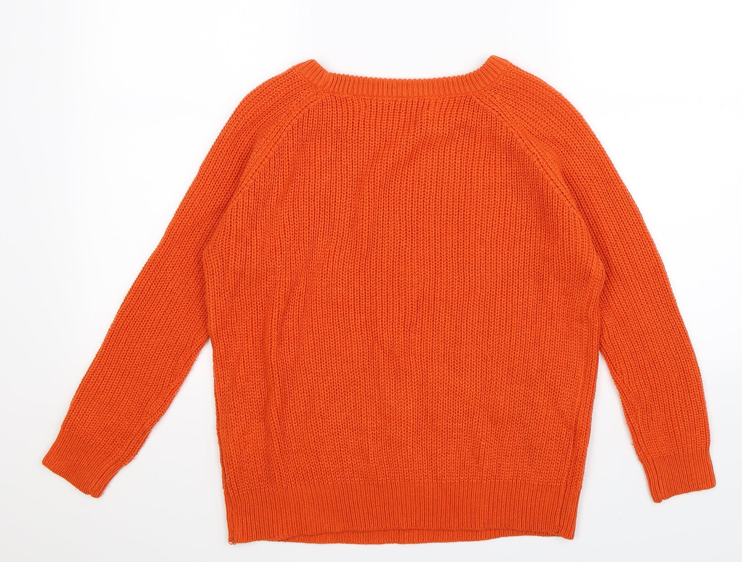 Tru Collection Womens Orange  Knit Pullover Jumper Size S
