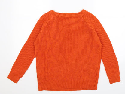 Back view of Tru Collection women’s orange knit jumper, size S